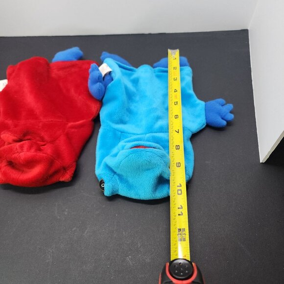 K&M International Poison Dart Frog Plush Hand Puppet Toys 1998 Red & Blue SET - Picture 10 of 10